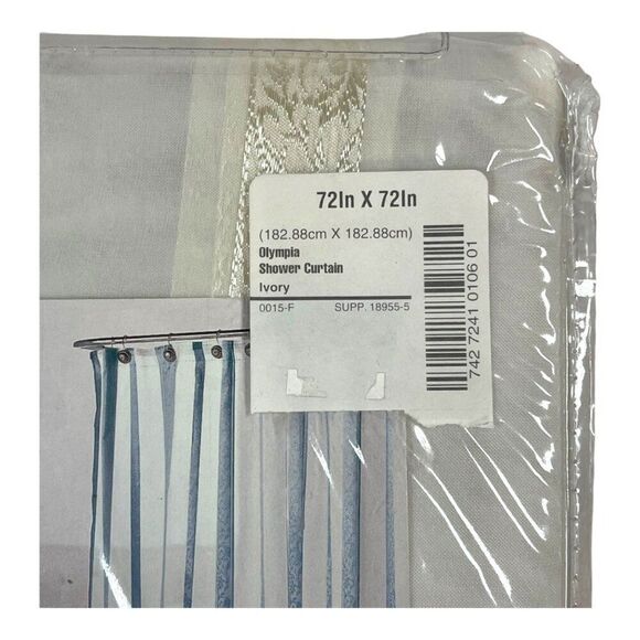 JCPenney Olympia Ivory Gold Trim Hollywood Regency Shower Curtain 72in X 72in - Picture 3 of 6